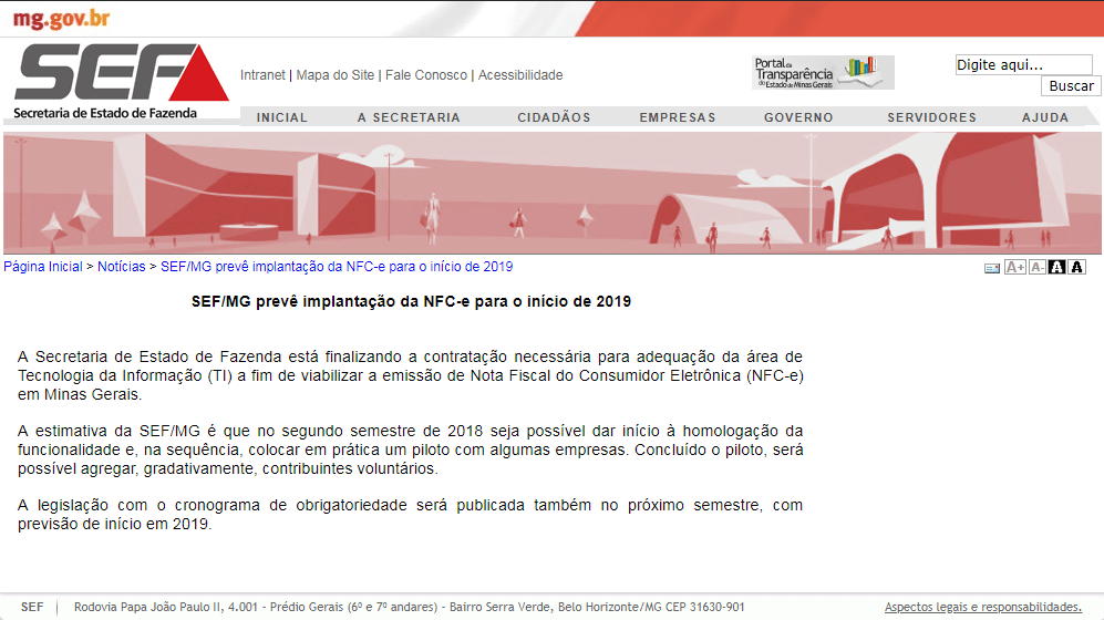 NFC-e em Minas Gerais