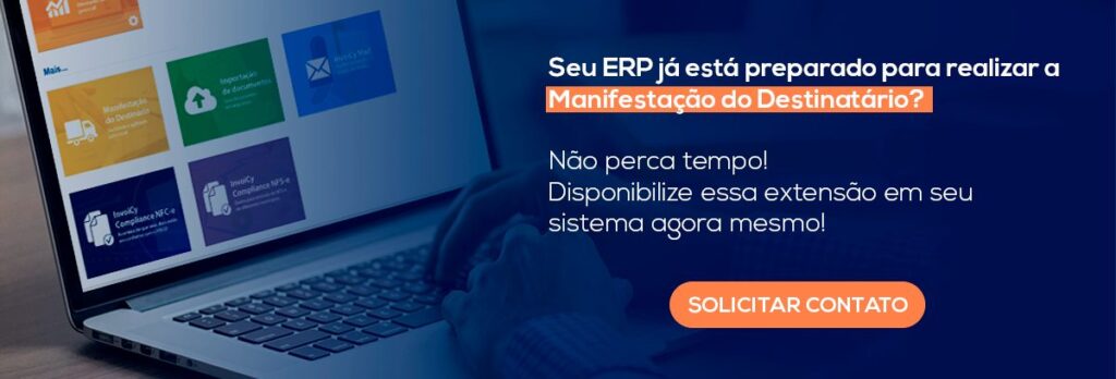 Banner perguntando se o ERP está preparado para a Manifestação do Destinatário, com botão de solicitar contato