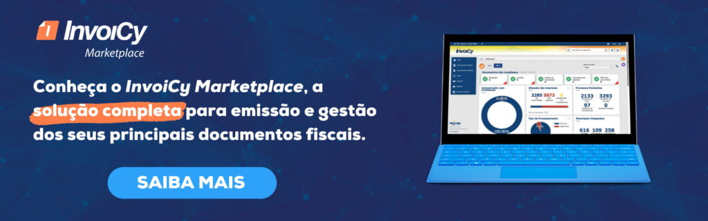 Banner do InvoiCy Marketplace, apresentado como solução completa para emissão e gestão de documentos fiscais