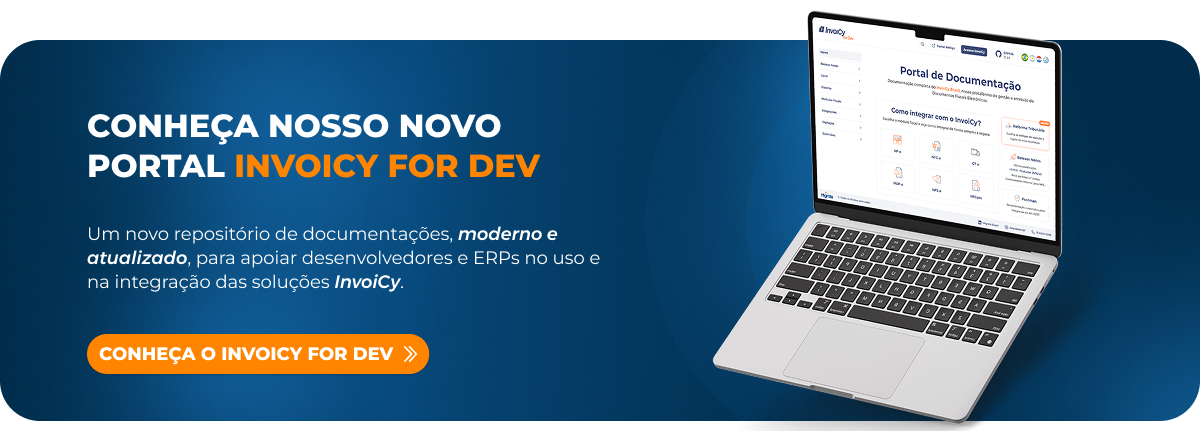 Banner do portal InvoiCy for Dev, repositório de documentação para desenvolvedores e ERPs